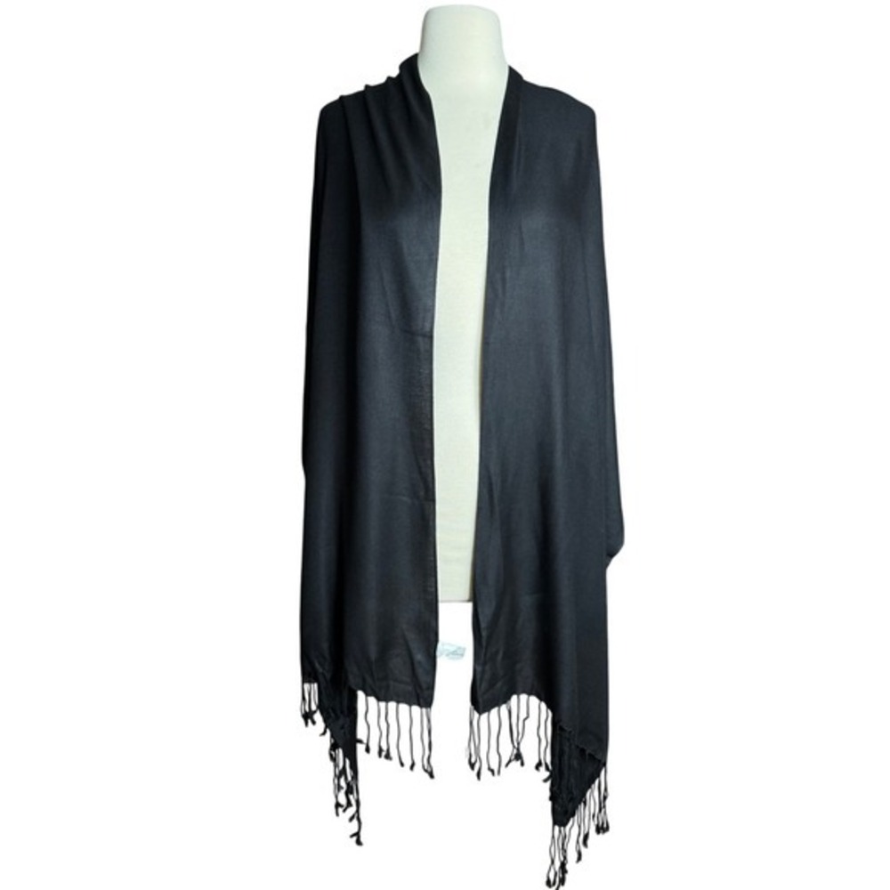 Vintage Goth Black Wrap Scarf Tassels Fringe Stevie Nicks Whimsygoth Winter